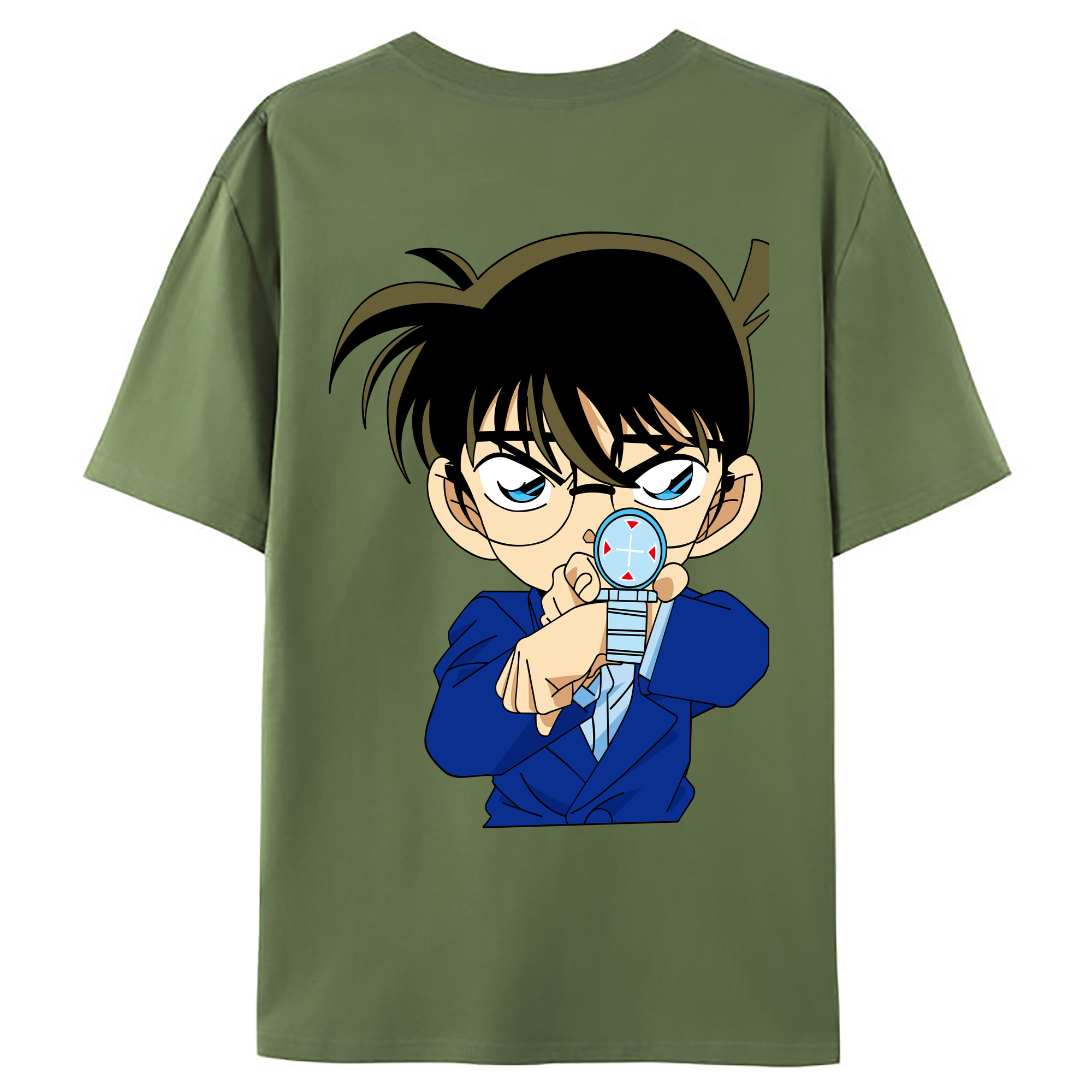 （画像用） 名探偵コナン 江戸川 コナン Detective Conan Conan Edogawa 綿100％ メンズ半袖Tシャツ（バックプリント） 通気性